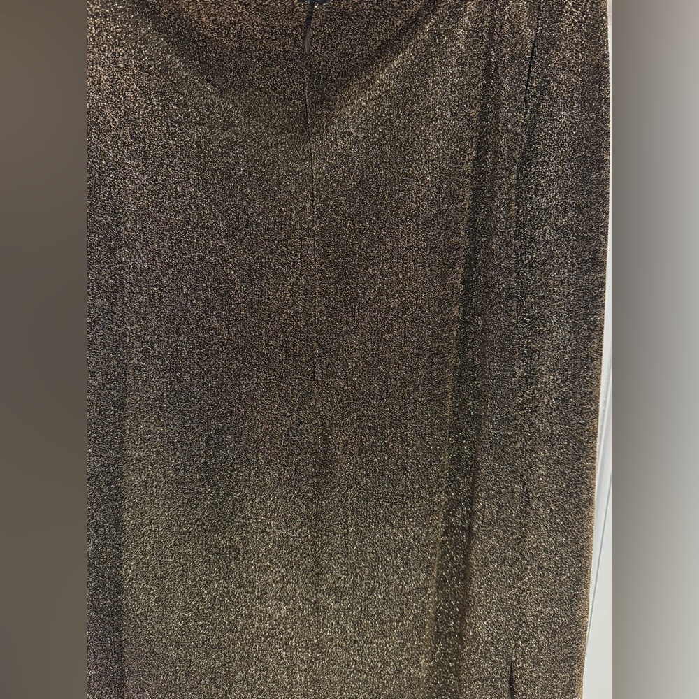 NWT TEREA Womens Nola One Shoulder Gold Metallic Sparkle Midi Dress Size XL - Picture 7 of 8